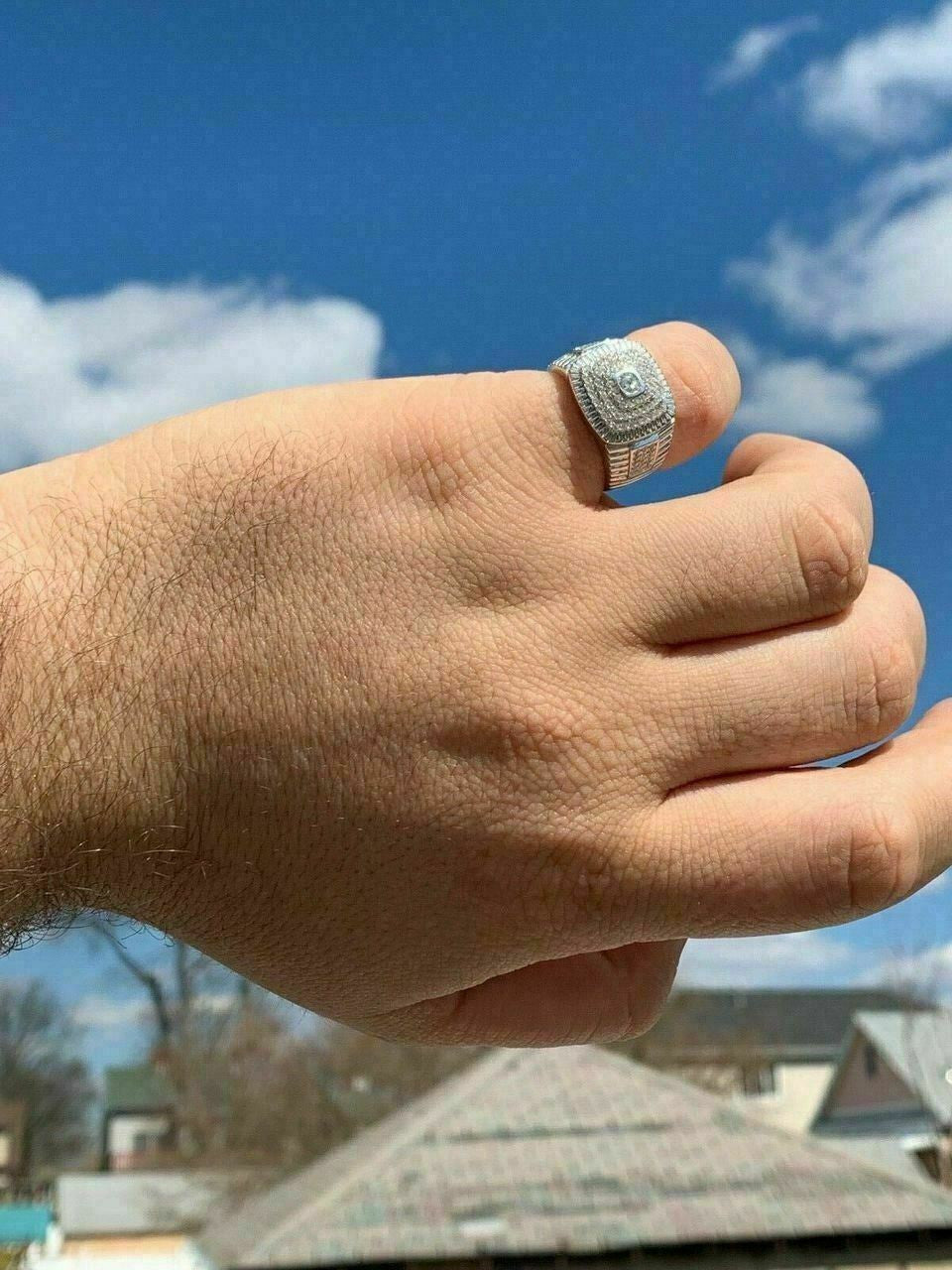 HarlemBling Mens Solid 925 Sterling Silver 2ct Lab Diamond Pinky RING ICY Bust Down Sz 7-13