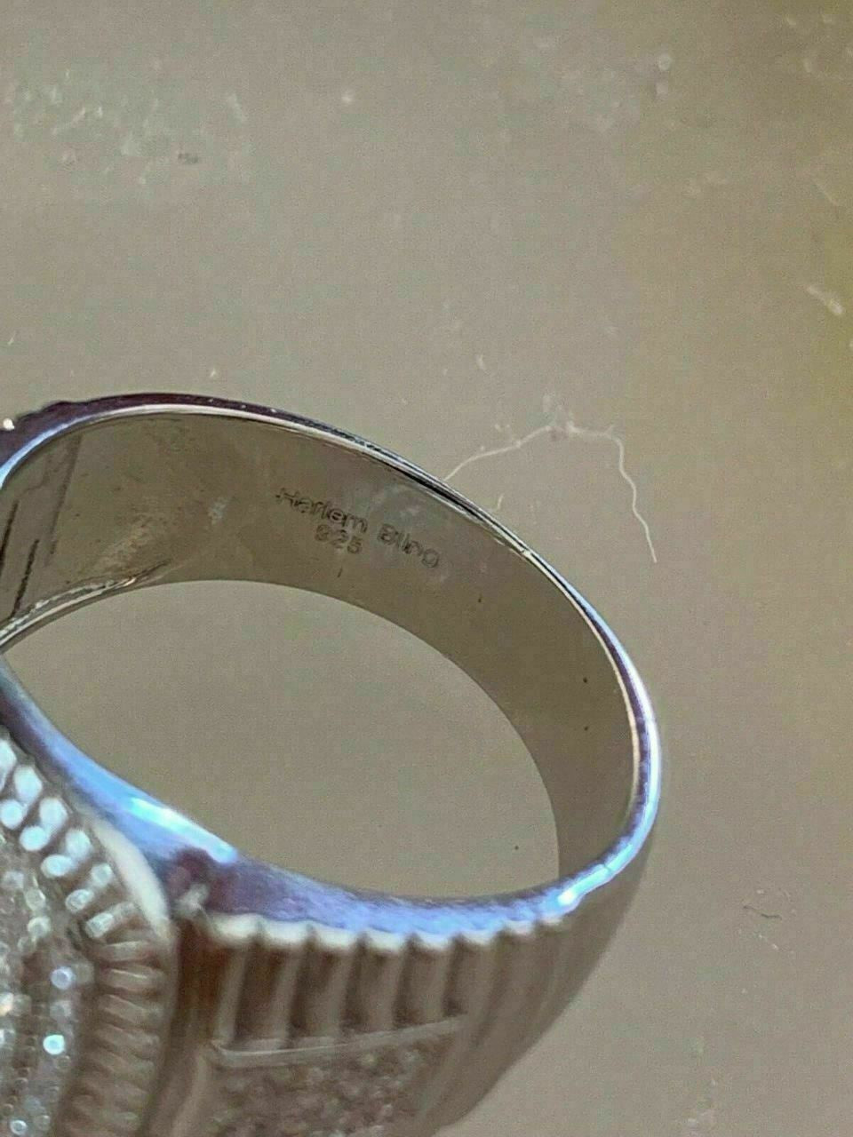 HarlemBling Mens Solid 925 Sterling Silver 2ct Lab Diamond Pinky RING ICY Bust Down Sz 7-13