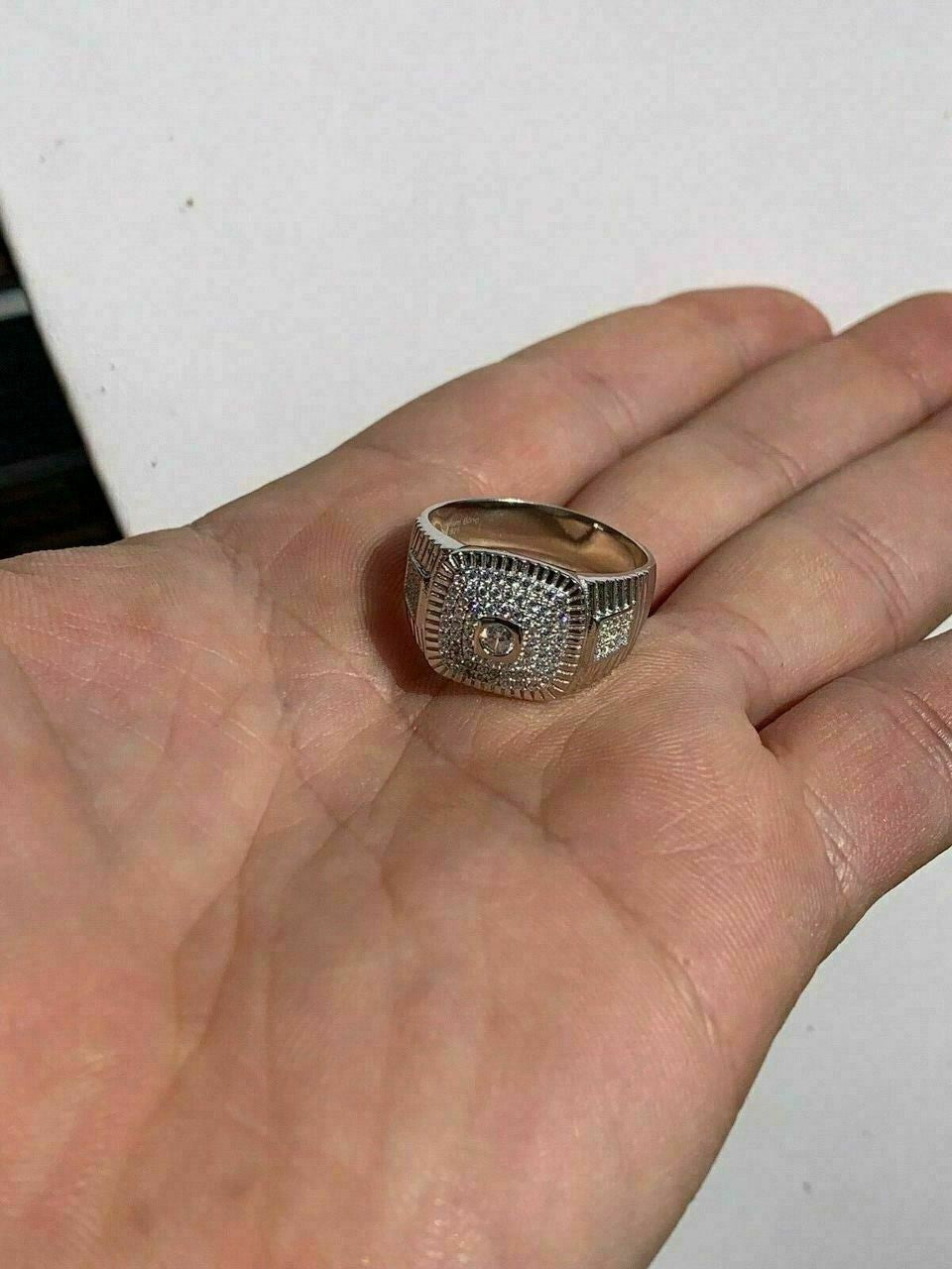 HarlemBling Mens Solid 925 Sterling Silver 2ct Lab Diamond Pinky RING ICY Bust Down Sz 7-13