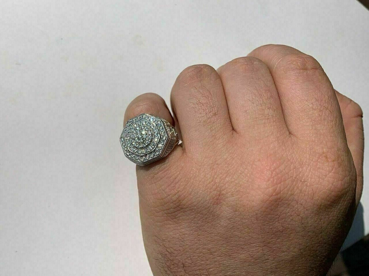 HarlemBling Mens Solid 925 Sterling Silver Big Octagon Hip Hop RING Super Iced Large Pinky