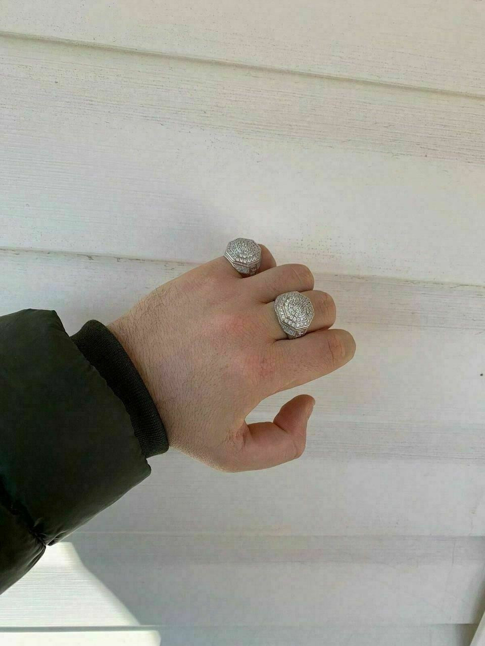 HarlemBling Mens Solid 925 Sterling Silver Big Octagon Hip Hop RING Super Iced Large Pinky