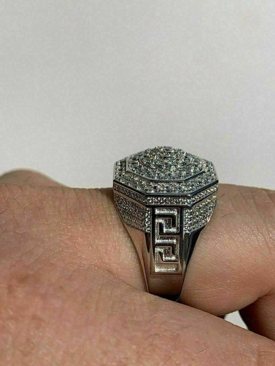 HarlemBling Mens Solid 925 Sterling Silver Big Octagon Hip Hop RING Super Iced Large Pinky