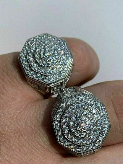 HarlemBling Mens Solid 925 Sterling Silver Big Octagon Hip Hop RING Super Iced Large Pinky