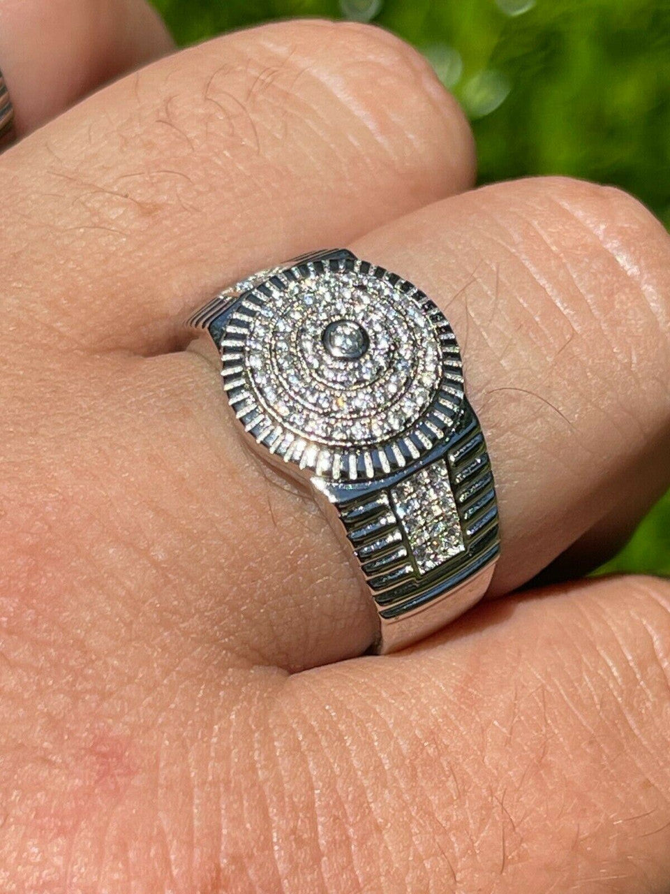 HarlemBling Mens Solid 925 Sterling Silver Diamond Pinky RING ICED Bust Out Down Size 7-13