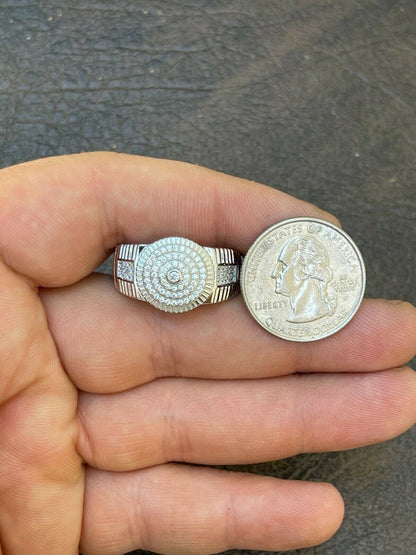 HarlemBling Mens Solid 925 Sterling Silver Diamond Pinky RING ICED Bust Out Down Size 7-13