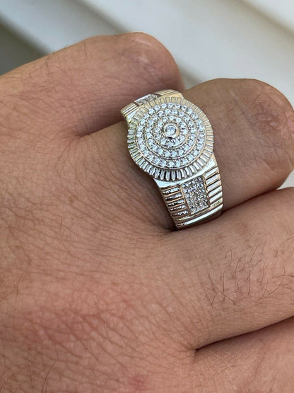 HarlemBling Mens Solid 925 Sterling Silver Diamond Pinky RING ICED Bust Out Down Size 7-13