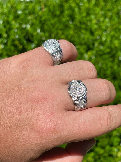 HarlemBling Mens Solid 925 Sterling Silver Diamond Pinky RING ICED Bust Out Down Size 7-13