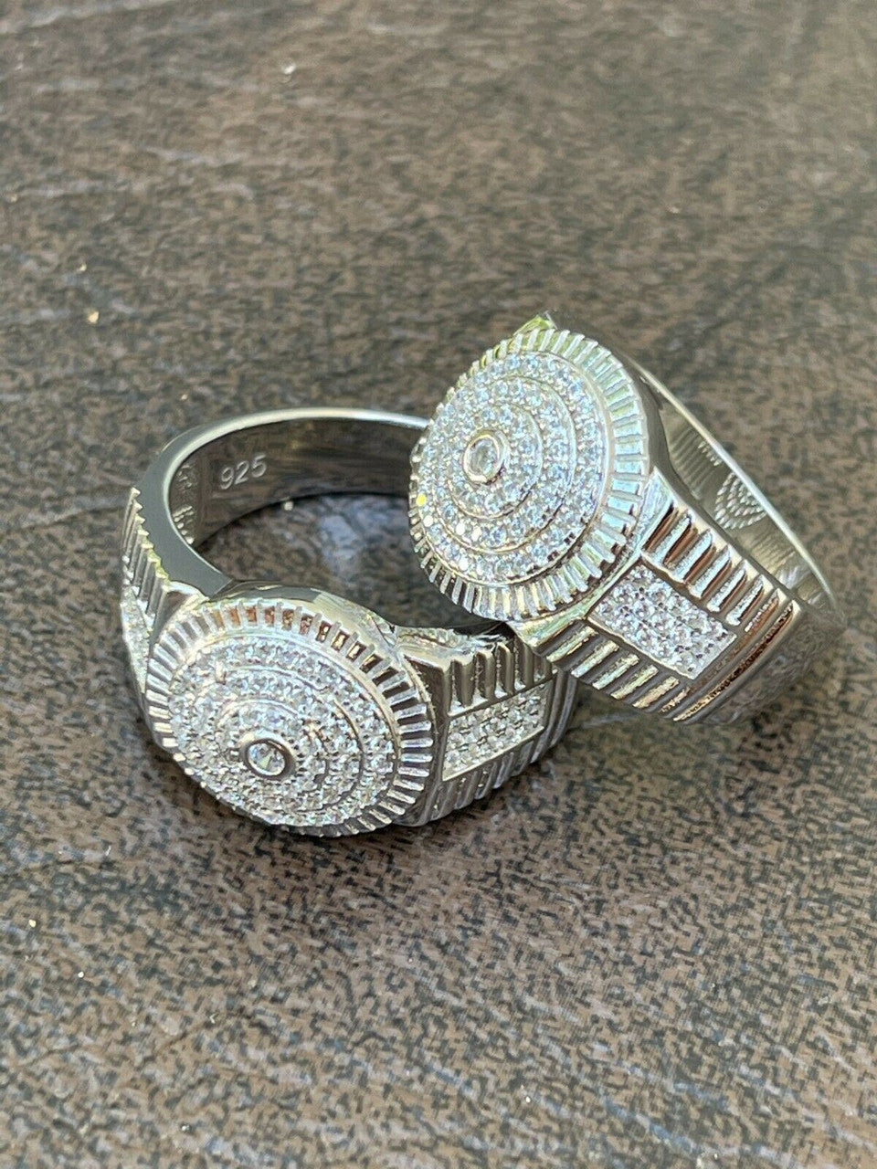 HarlemBling Mens Solid 925 Sterling Silver Diamond Pinky RING ICED Bust Out Down Size 7-13