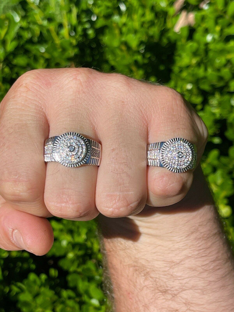 HarlemBling Mens Solid 925 Sterling Silver Diamond Pinky RING ICED Bust Out Down Size 7-13