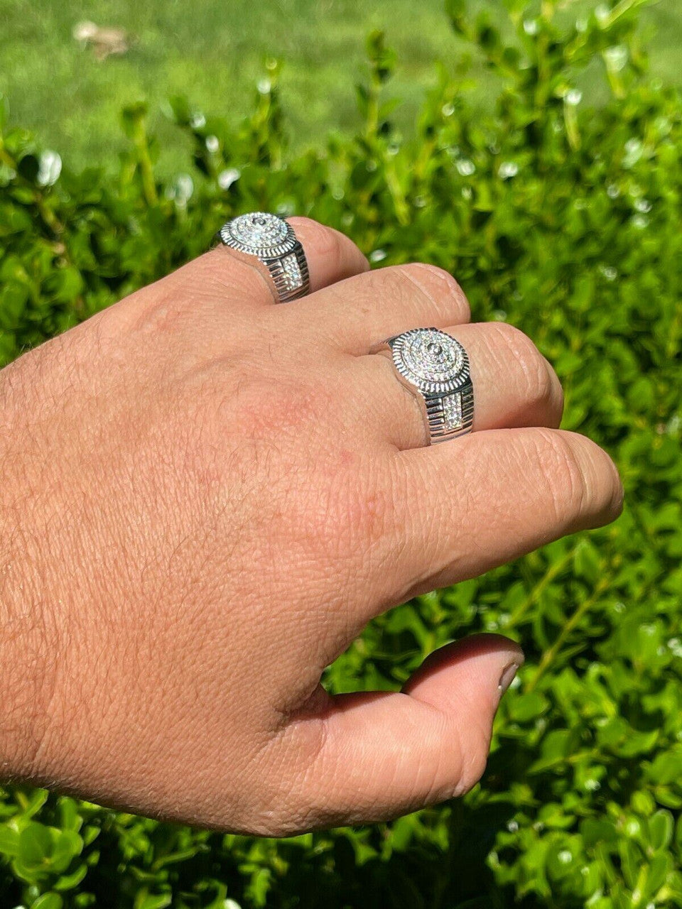 HarlemBling Mens Solid 925 Sterling Silver Diamond Pinky RING ICED Bust Out Down Size 7-13