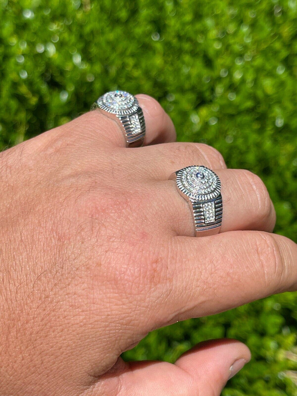 HarlemBling Mens Solid 925 Sterling Silver Diamond Pinky RING ICED Bust Out Down Size 7-13