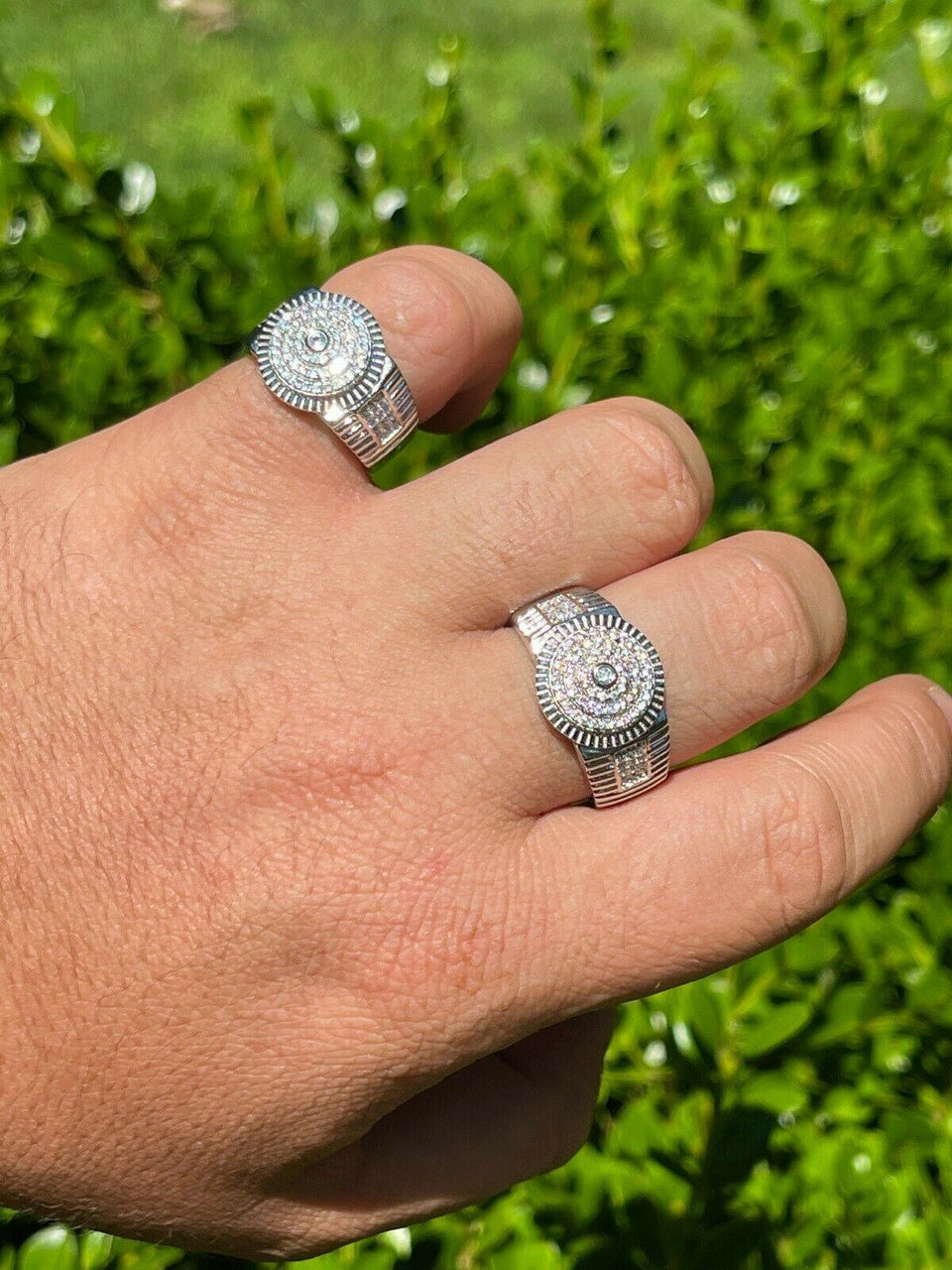 Men's Solid 925 Sterling Silver Diamond Pinky RING ICED Bust Out
