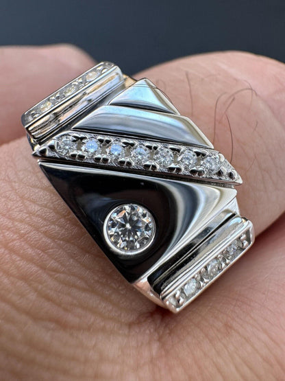 HarlemBling Mens Solid 925 Sterling Silver Iced Out Moissanite Ring - Sizes 6-13 - Passes Tester