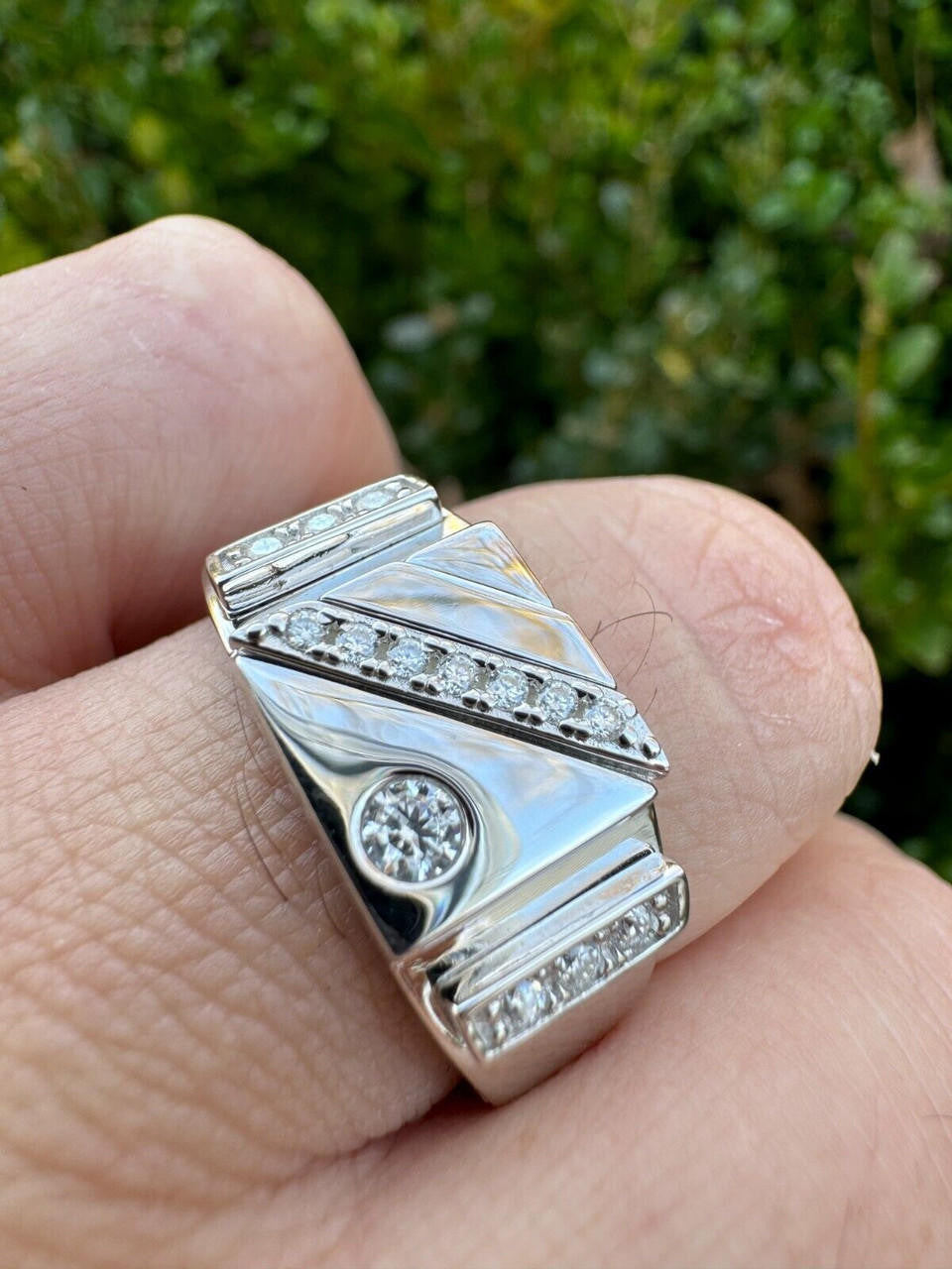 HarlemBling Mens Solid 925 Sterling Silver Iced Out Moissanite Ring - Sizes 6-13 - Passes Tester