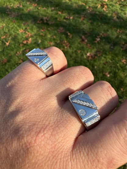 HarlemBling Mens Solid 925 Sterling Silver Iced Out Moissanite Ring - Sizes 6-13 - Passes Tester