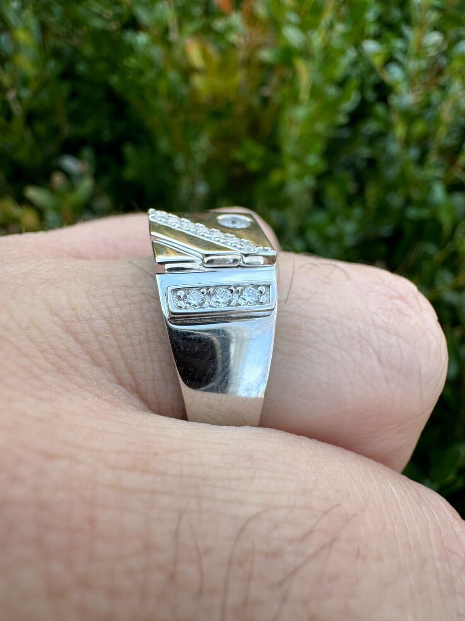 HarlemBling Mens Solid 925 Sterling Silver Iced Out Moissanite Ring - Sizes 6-13 - Passes Tester