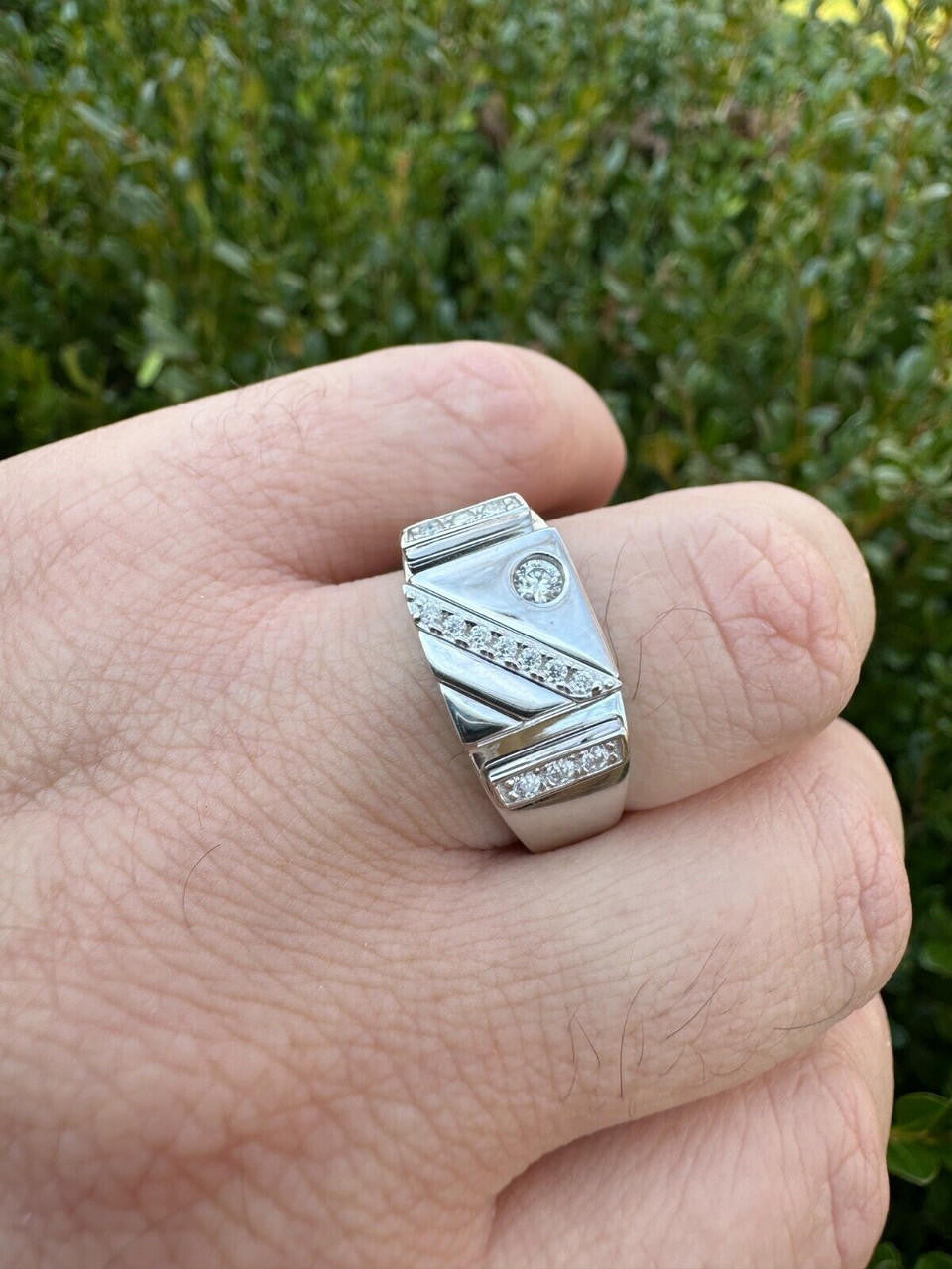 HarlemBling Mens Solid 925 Sterling Silver Iced Out Moissanite Ring - Sizes 6-13 - Passes Tester