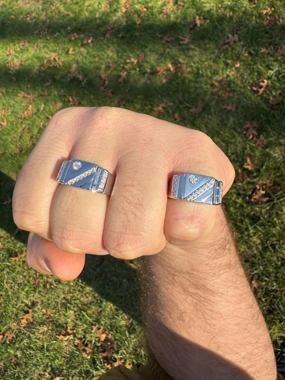 HarlemBling Mens Solid 925 Sterling Silver Iced Out Moissanite Ring - Sizes 6-13 - Passes Tester