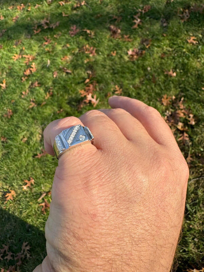 HarlemBling Mens Solid 925 Sterling Silver Iced Out Moissanite Ring - Sizes 6-13 - Passes Tester