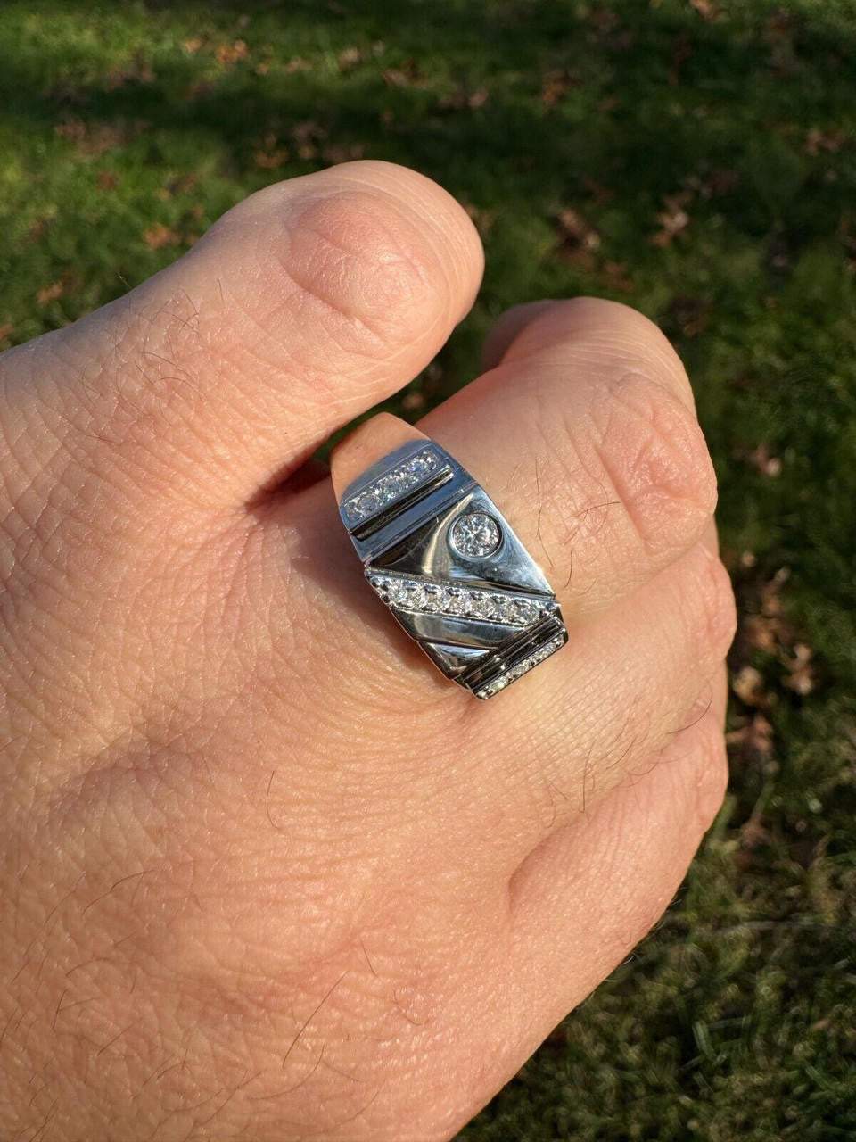 HarlemBling Mens Solid 925 Sterling Silver Iced Out Moissanite Ring - Sizes 6-13 - Passes Tester