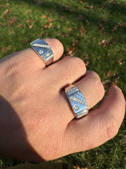 HarlemBling Mens Solid 925 Sterling Silver Iced Out Moissanite Ring - Sizes 6-13 - Passes Tester