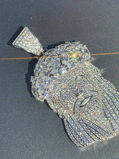 HarlemBling Mens Solid 925 Sterling Silver Jesus Piece Real Iced Bust Down Yellow Rose Gold