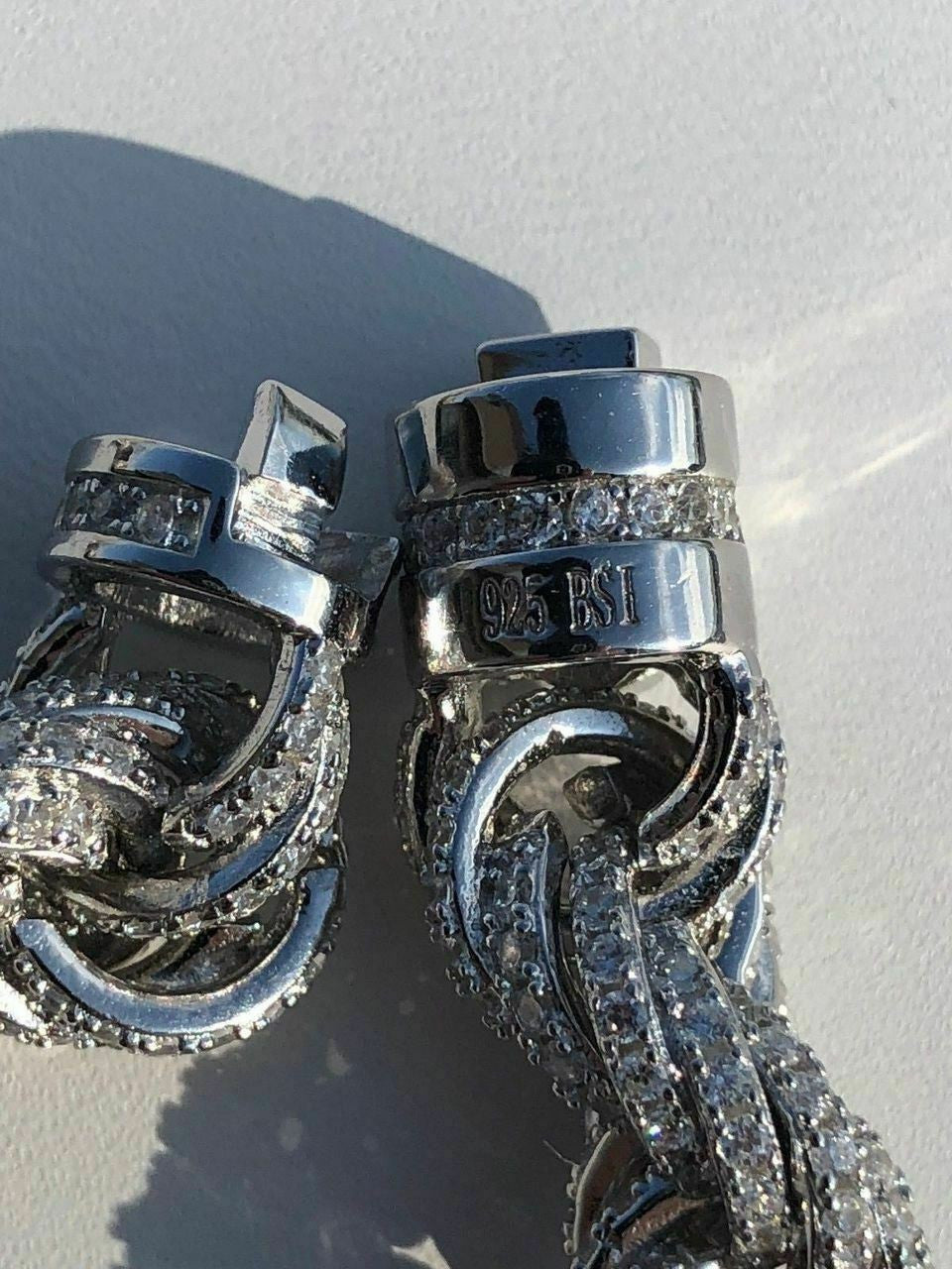 HarlemBling Mens Solid 925 Sterling Silver Mens Rope Chain Thick 9mm ICY Diamond Choker