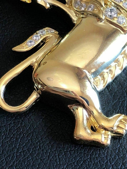 HarlemBling Mens Solid Silver 2ct Diamond Rasta Lion Of Judah African Leo Pendant 14k Gold