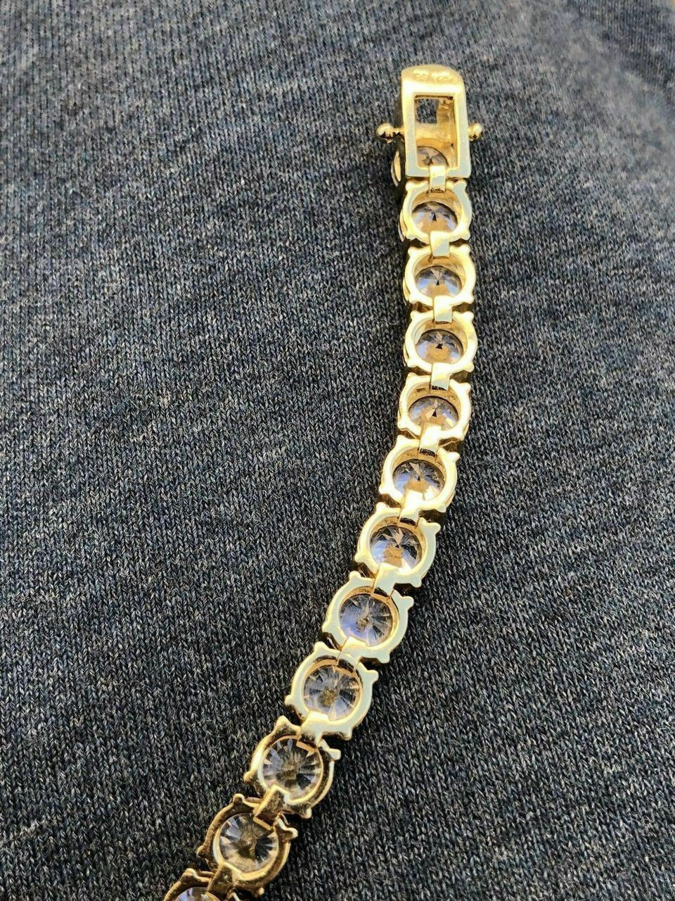 HarlemBling Mens Tennis Bracelet 14k Yellow Gold Over Solid 925 Silver 7mm 35ct Man Made Diamond