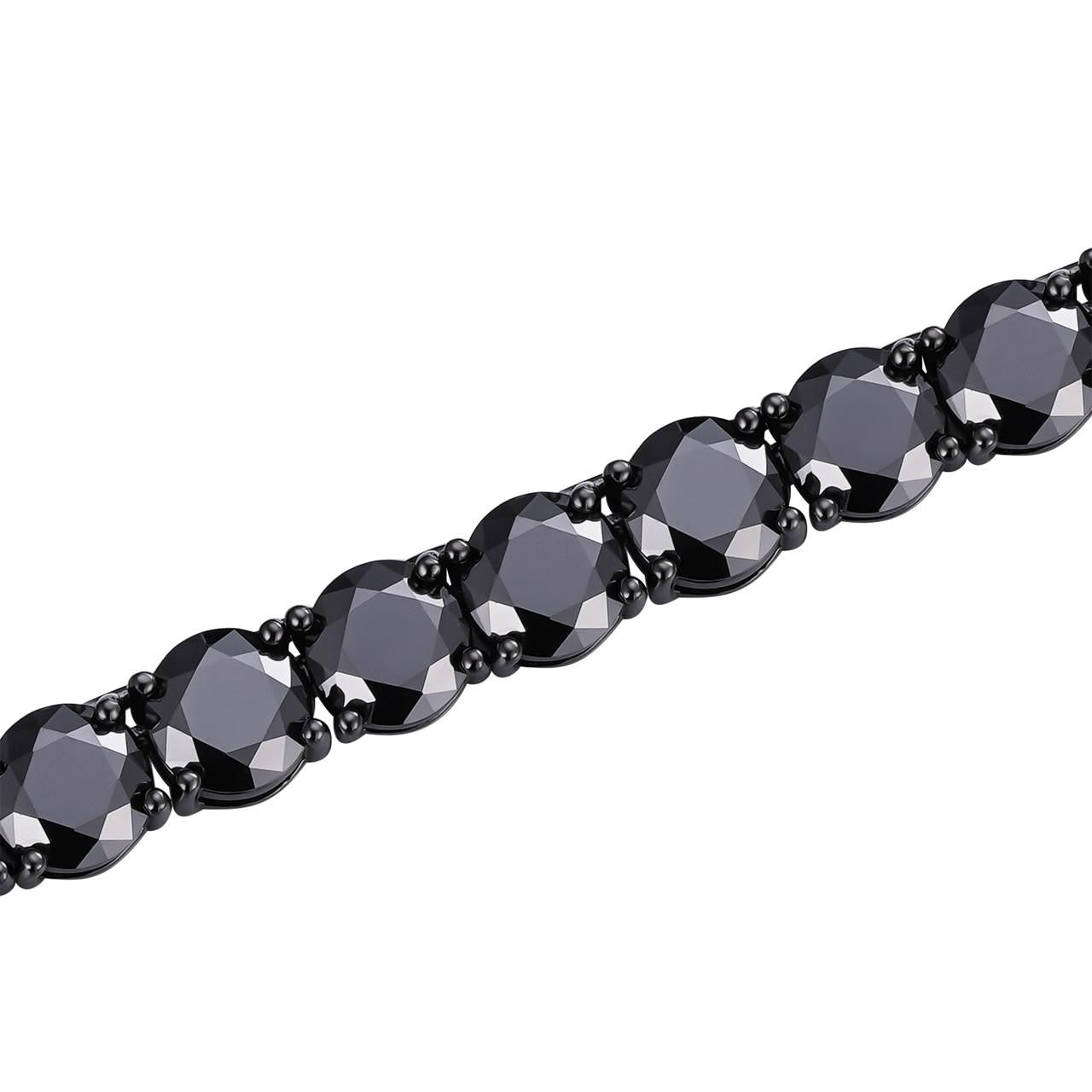 HarlemBling Mens Tennis Bracelet 925 Silver 7mm Man Made Black Diamond Tennis Bracelet 8.5"