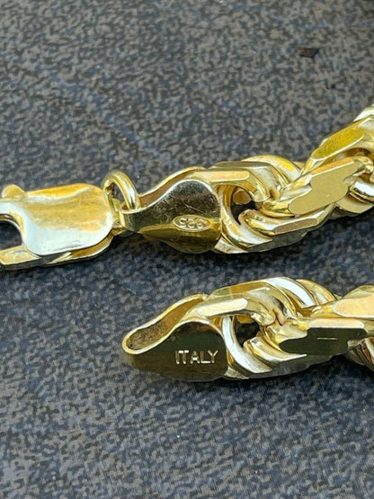 HarlemBling Mens Thick 8mm Rope Bracelet 14k Gold Vermeil Real Solid 925 Sterling Silver 42g