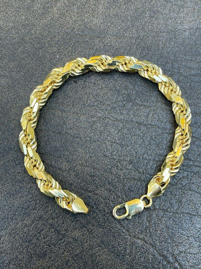 HarlemBling Mens Thick 8mm Rope Bracelet 14k Gold Vermeil Real Solid 925 Sterling Silver 42g