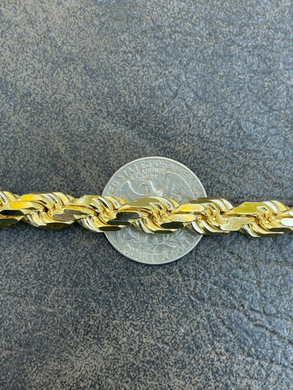 HarlemBling Mens Thick 8mm Rope Bracelet 14k Gold Vermeil Real Solid 925 Sterling Silver 42g