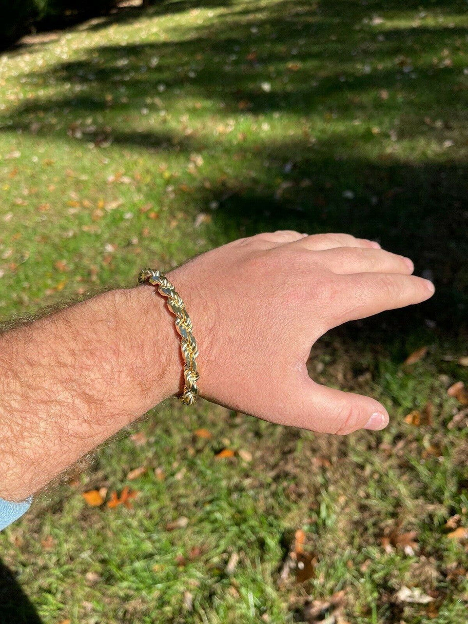 HarlemBling Mens Thick 8mm Rope Bracelet 14k Gold Vermeil Real Solid 925 Sterling Silver 42g