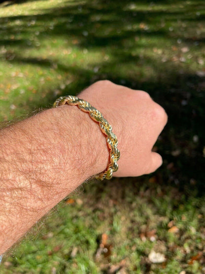 HarlemBling Mens Thick 8mm Rope Bracelet 14k Gold Vermeil Real Solid 925 Sterling Silver 42g