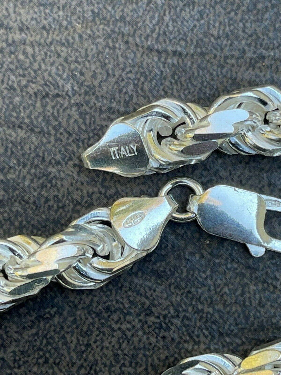 HarlemBling Mens Thick 8mm Rope Bracelet Real Solid 925 Sterling Silver 8.5 42 Grams ITALY