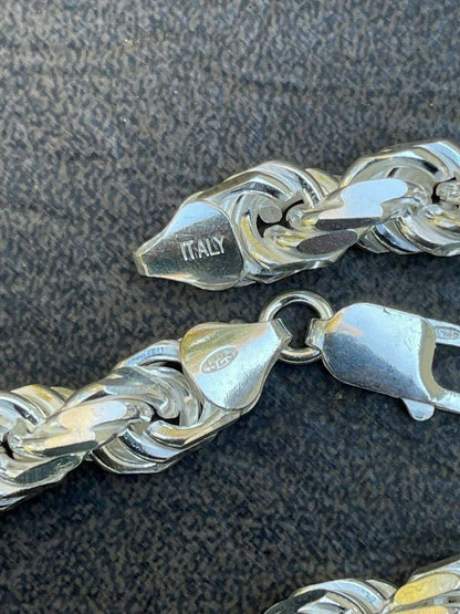 HarlemBling Mens Thick 8mm Rope Bracelet Real Solid 925 Sterling Silver 8.5 42 Grams ITALY