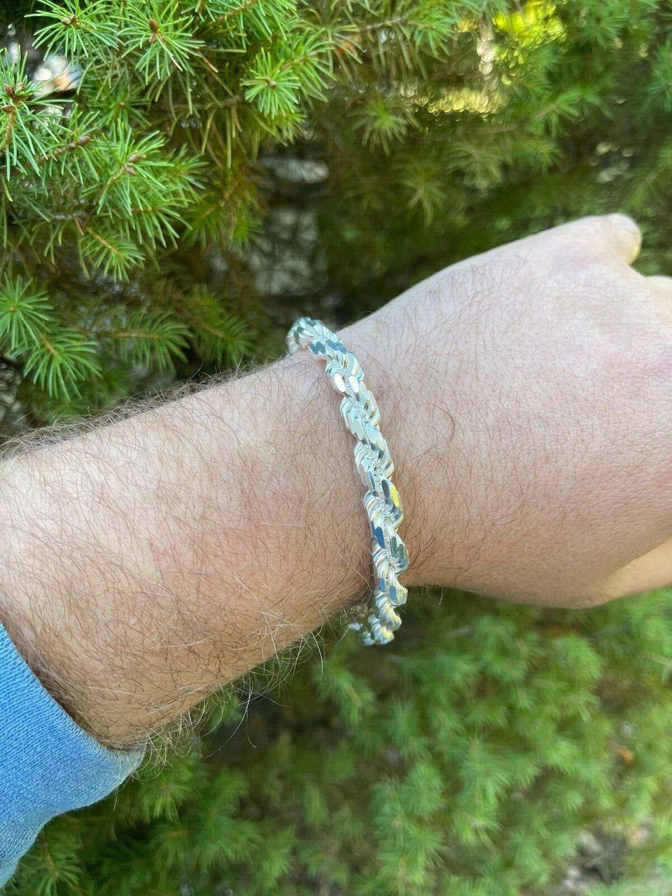 HarlemBling Mens Thick 8mm Rope Bracelet Real Solid 925 Sterling Silver 8.5 42 Grams ITALY