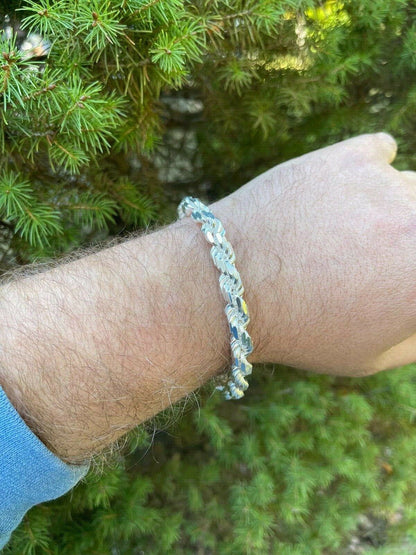 HarlemBling Mens Thick 8mm Rope Bracelet Real Solid 925 Sterling Silver 8.5 42 Grams ITALY