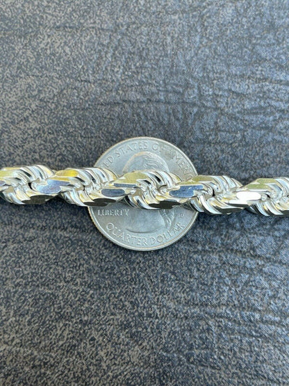 HarlemBling Mens Thick 8mm Rope Bracelet Real Solid 925 Sterling Silver 8.5 42 Grams ITALY