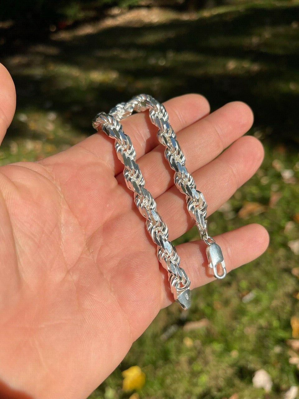 HarlemBling Mens Thick 8mm Rope Bracelet Real Solid 925 Sterling Silver 8.5 42 Grams ITALY