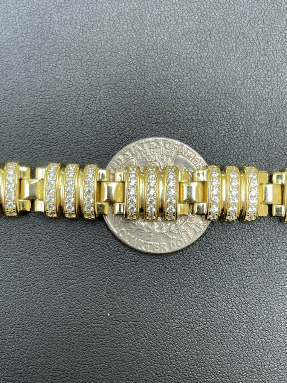 HarlemBling Mens Unique Custom Bracelet Real 14k Gold Vermeil 925 Silver Iced Diamond Out