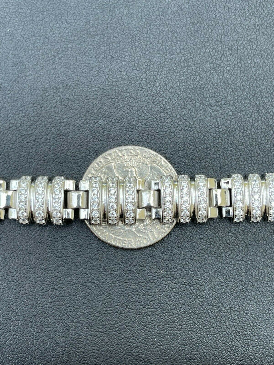 HarlemBling Mens Unique Custom Bracelet Real Solid 925 Sterling Silver Iced Diamond Out