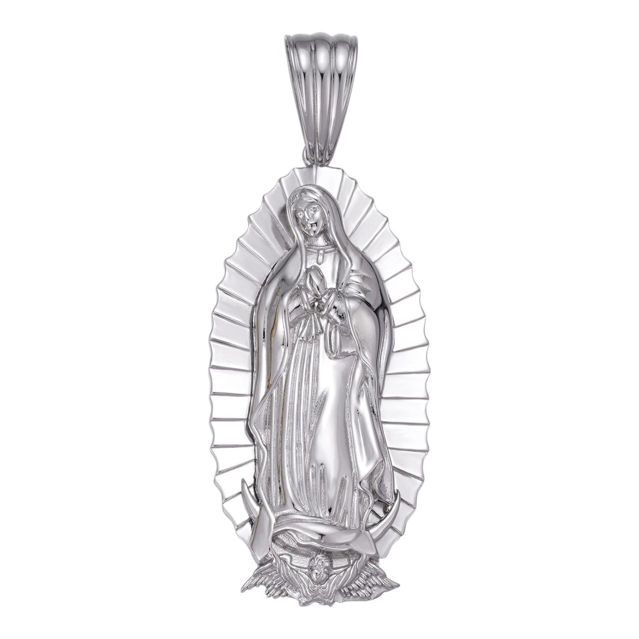 HarlemBling Men's Virgin Mary Pendant - 925 Silver - Medium 2"