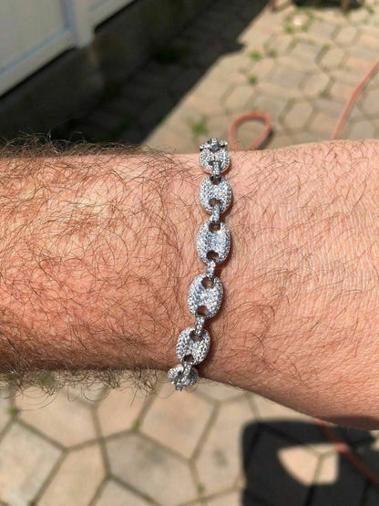 HarlemBling Mens Womens 8mm Gucci Link Bracelet Solid 925 Sterling Silver 5ct Diamond ICY