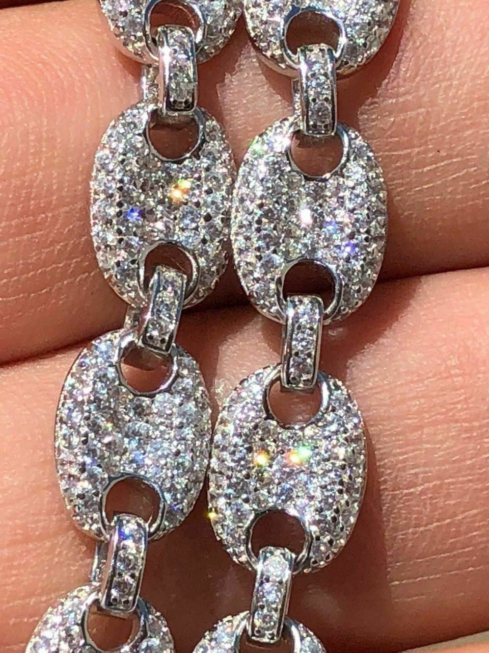 HarlemBling Mens Womens 8mm Gucci Link Bracelet Solid 925 Sterling Silver 5ct Diamond ICY