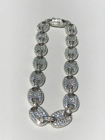 HarlemBling Mens Womens 8mm Gucci Link Bracelet Solid 925 Sterling Silver 5ct Diamond ICY