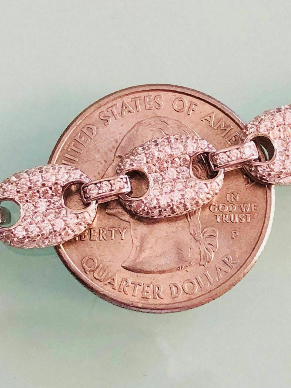 HarlemBling Mens Womens 8mm Gucci Link Bracelet Solid 925 Sterling Silver 5ct Diamond ICY