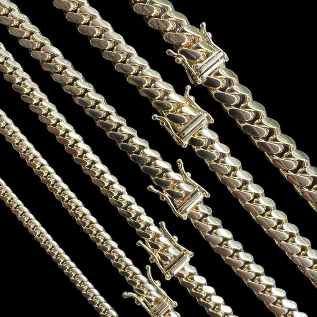 HarlemBling Miami Cuban Chain Necklace Or Bracelet - 10k Yellow Gold - 7"-26" - 3mm-8.25mm