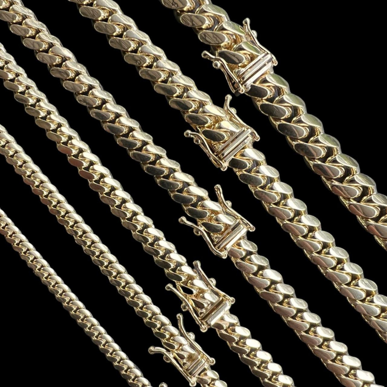 HarlemBling Miami Cuban Chain Necklace Or Bracelet - 14k Yellow Gold - 7"-26" - 3mm-8.25mm